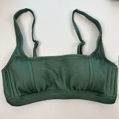 #ad Bathing Suits for Women Size D DD Kona Sol Green Ribbed Bikini Top $10.20