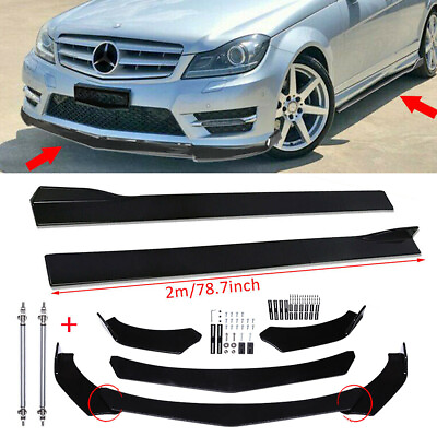 Glossy Style Front Bumper Lip Side Skirt For Mercedes Benz C W204 Sport 12 14 $69.99