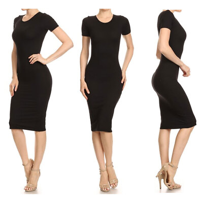 #ad 1 Womens Fashion Bodycon Dress Party Cocktail Casual Evening Short Sleeve S M L $12.29