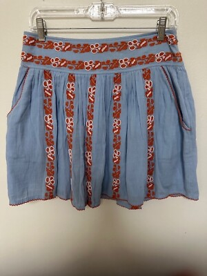 #ad Tory Burch Alexandria Skirt Embroidery with Beading Light Blue Size 2 $45.00