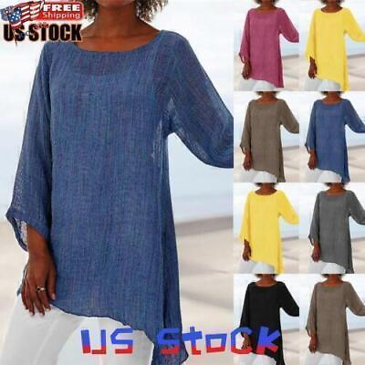 #ad Plus Size Women Baggy Tunic T Shirt Tops Ladies Long Sleeve Casual Solid Blouse $13.05
