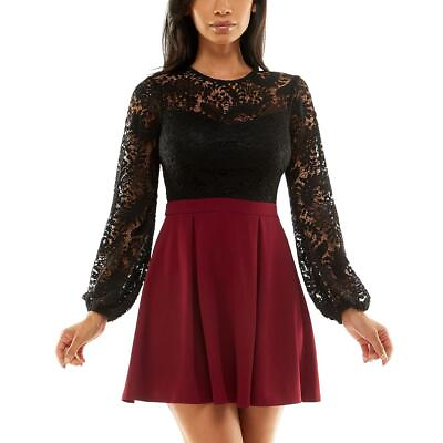 #ad B. Darlin Womens Lace Colorblock Mini Cocktail and Party Dress Juniors BHFO 9737 $6.99
