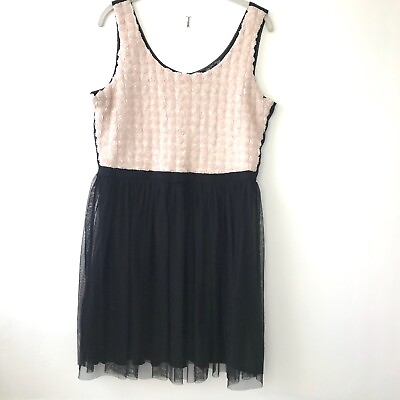 Bebop Junior Dress Black Cream Ivory Rosettes 2 Layer Skirt Size XL Party Dress $9.59