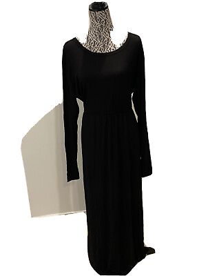 #ad New Women’s Black Maxi Dress Plus XXL Long Stretch Long Sleeve $29.75