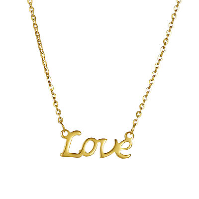 #ad 18quot; Gold Plated LOVE Word Stainless Steel Dainty Chain Necklace Boho for Women $8.45