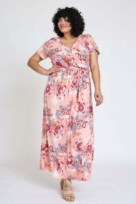 #ad Plus Size Floral Surplice Bodice Sash Maxi Dress USA Boutique Shop $66.95