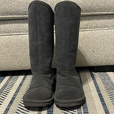 Women’s Bearpaw Boots Size 9 1955W PHYLLY Charcoal Gray Suede Wool Blend Lining $29.99