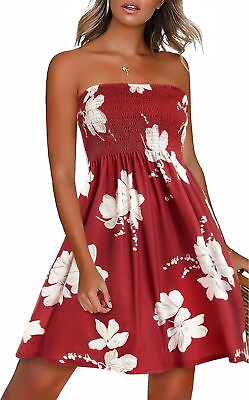 #ad CHICGAL Summer Dresses for Women Beach Cover Ups Strapless Boho Floral Print Sun $57.61