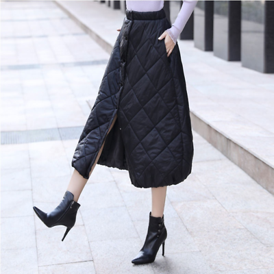 #ad High Waist Down Puffer Skirt Quilted Padded A Line Winter Midi One Piece $37.83