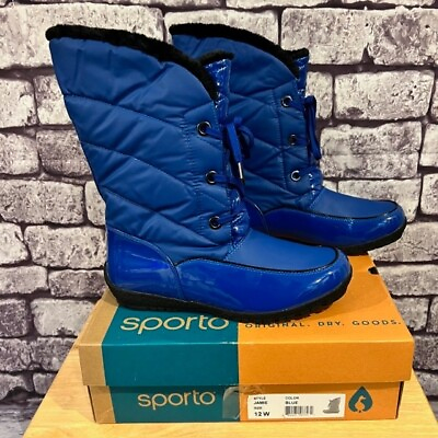 Sporto New In Box Blue amp; Black Lace Up Winter Boots Size 12W $54.00