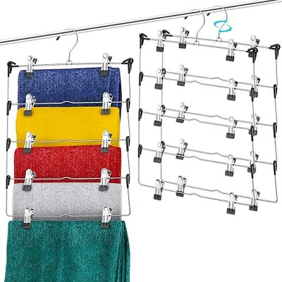 #ad ™ 5 Tier Skirt Hangers with Clips 3 PK Pant Hangers Space Saving Multiple H... $30.79