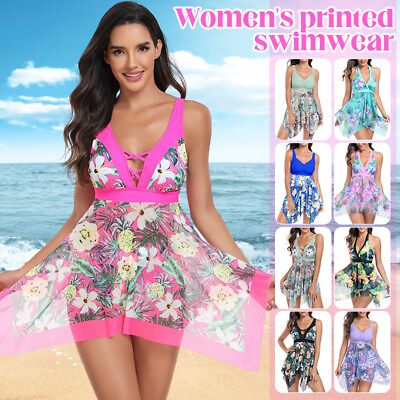 #ad 2 Pieces Swimsuit Women Skirt High Waist Swimwear Beachwear Beach Swimdress New $21.39