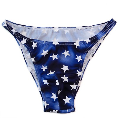 #ad K377 PW String Bikini String Narrow waist Body Posing Flag Stripes Stars Prints $10.99