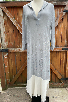 I Sea Clothes Handmade Gray and White Summer Dress XL Chest 44 NWT $10.39