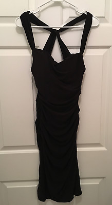 NWT Laundry by Shelli Segal Women#x27;s Twist Body Con Black Cocktail Dress Size 8 $84.95