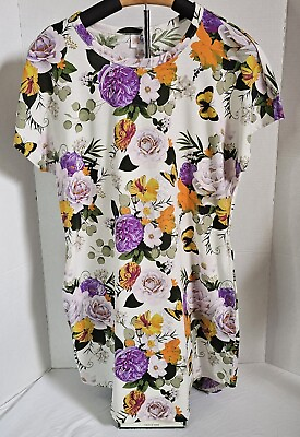 Lularoo Butterflies amp; Flowers Slip Summer Dress Medium Swoop Back Long Shirt $20.00