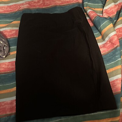 #ad BCX Women#x27;s Pencil Skirt Size L Black Stretch Pull On Straight Knee Length $18.81