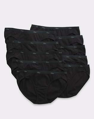 #ad Hanes Women Bikinis 10 Pack Breathable Cotton All Black Underwear Panties 6 or 8 $16.99