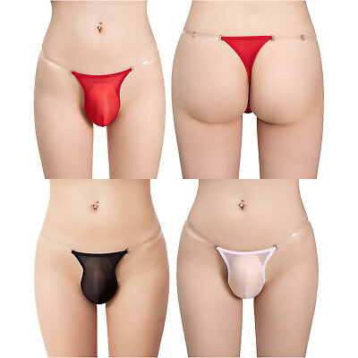 #ad Men#x27;s Briefs Breathable Bikinis Transparent Smuggle Grape Micro Pouch Panties $7.31