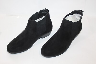 #ad Boots Black Faux Suede Slip On Ankle Booties Size 6.5 Women#x27;s $20.51