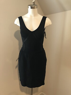 NWT Bebe Bandage Dress Black Cocktail SHIMMER TEXTURE FLARE BODYCON SMALL S $34.99