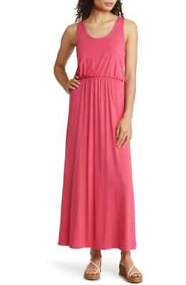 NWT Nordstrom Caslon Sleeveless Jersey Maxi Dress Women#x27;s Pink Size Medium $40.00