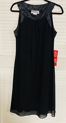 #ad Dana Kay Woman’s Sleeveless Black Cocktail Dress Size 10 Satin Accents NWT $24.95
