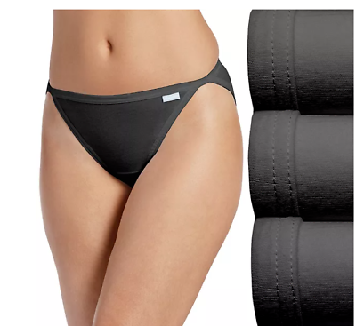 #ad Women Jockey 3 Pack String Bikinis Black 100% Cotton Comfort Panty Underwear $25.00