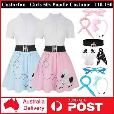 #ad #ad Girls 50s Poodle Costume Kids Rock n Roll Retro 1950s Book Week Fancy Dress Up AU $71.91