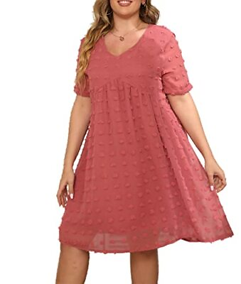 #ad HBEYYTO Plus Size Party Dresses for Women V Neck Hide Stomach Short Sleeve Lo... $72.86