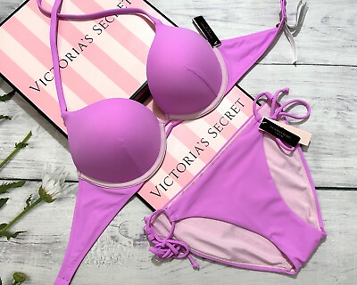 Victorias Secret 2pc BOMBSHELL Push Up add 2cups Bikini Swim Set Berry Gelato $55.00