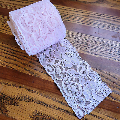 Lace Trim For Sewing By The Yard Vintage 3quot; Wide Veiled Rose Pink Scalloped $3.50
