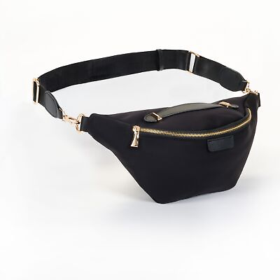 #ad Black Plus Size Travel Fanny Pack Unisex Belt Bag with Adjustable Strap $19.99