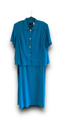 #ad #ad W.H.M Linen Blend Maxi Dress Suit Jacket Short Sleeve Size 22W Melissa Harper $22.00