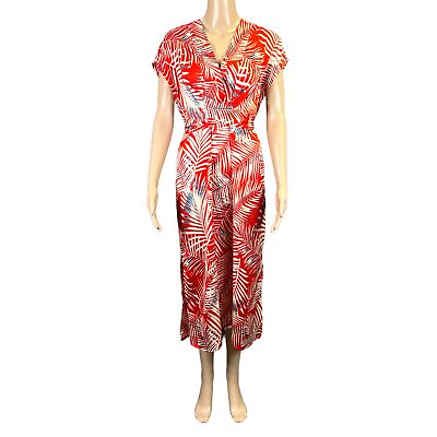 Cupshe Womens Wrap Dress Coastal Island Tropical Print Maxi Red Summer Beach XS $19.99