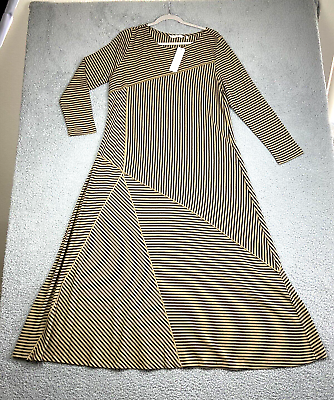 #ad #ad NWT Soft Surroundings Ryley Long Sleeve Maxi Dress Black Brown Flowy Stripe PXL $79.99
