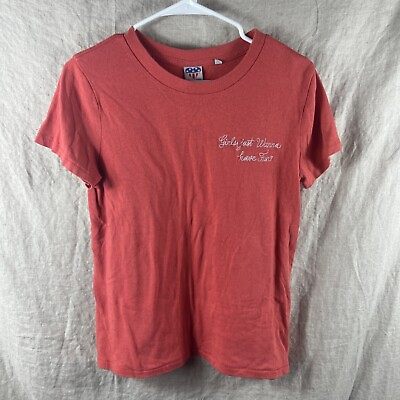 Junk Food Women#x27;s Red Girls Just Wanna Have Fun Short Sleeve Crewneck Shirt Sz L $17.89