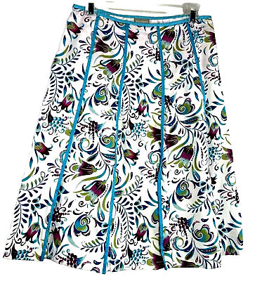 #ad FIELDGEAR A Line Skirt FLORAL PRINT HIDDEN Side ZIPPER Cotyon Blend USA Made 6 $11.00