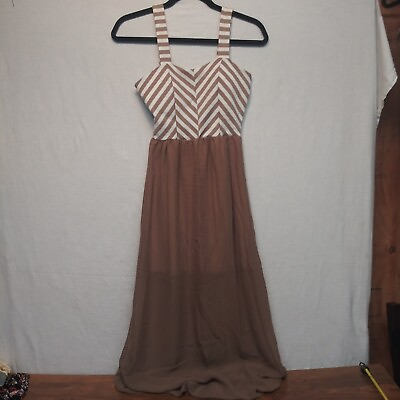 Tea N Rose Khaki White Maxi Dress Women#x27;s Size S 131926 $22.07