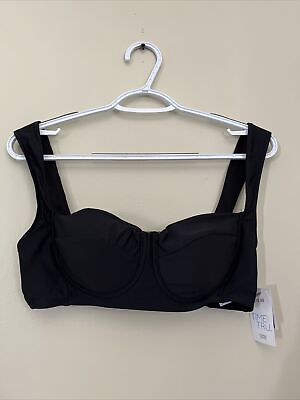#ad NWT Time And Tru Womens Medium 8 10 Swimsuit Bikini Top Black $12.99