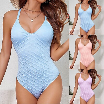 #ad Tankini Swimsuits For Women 2024 Solid Color Mid Coverage Summer Holiday Wear $12.99