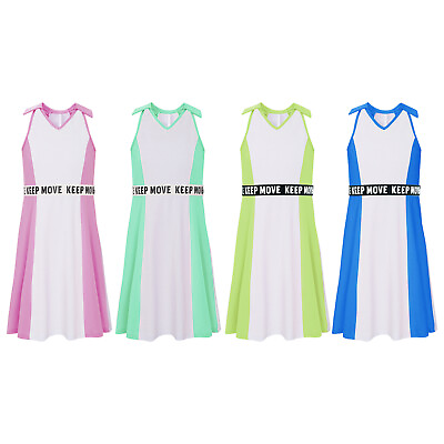#ad Kids Girls Dress Gym Maxi Pretty A line Fashion Teen Letter Sundress Golf Print $15.10
