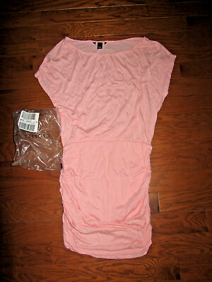 #ad M VICTORIA#x27;S SECRET ❤️OFF SHOLSUMMER RUCHED TUNIC SWIM SUIT COVER UP DRESS PINK $22.99