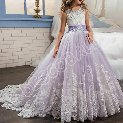 Girls Long Dresses Flower Princess Party Wedding Bridesmaid Formal Gown Kid Baby $30.75