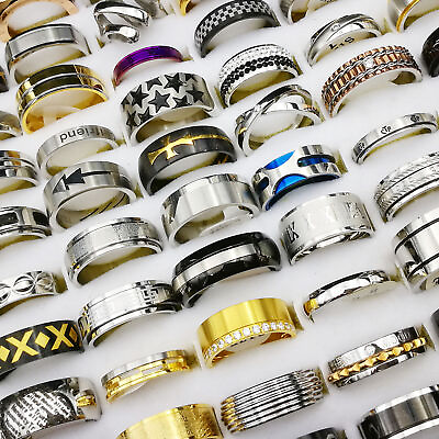 Mixed Wholesale Lot Titanium Steel Rings Random Size Rings Mens Jewelry Cocktail $27.99