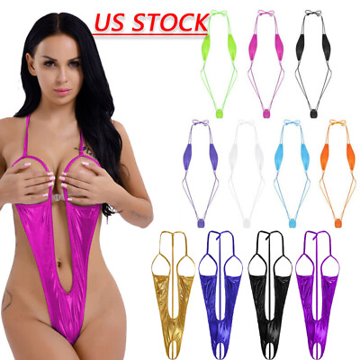 #ad US Womens Sexy Mini Bikini Strap Thongs Lingerie Bodysuit Bathing Suit Swimwear $8.18