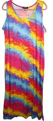 #ad #ad Rouge Coll Women#x27;s Tie Dye Sleeveless Maxi Dress Plus Size 3X $25.00