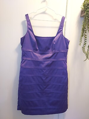 #ad Size 16 VIOLET SATIN TIERED SHEATH DRESS Evening Wedding Cocktail Party $20.00