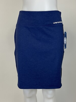 Life is Good Size Medium Blue Supreme Knee Length Pull On Skirt Logo $24.99