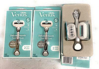 #ad Gillette Venus Deluxe Smooth Sensitive Women#x27;s Razor 2 Refills Lot of 3 $24.95